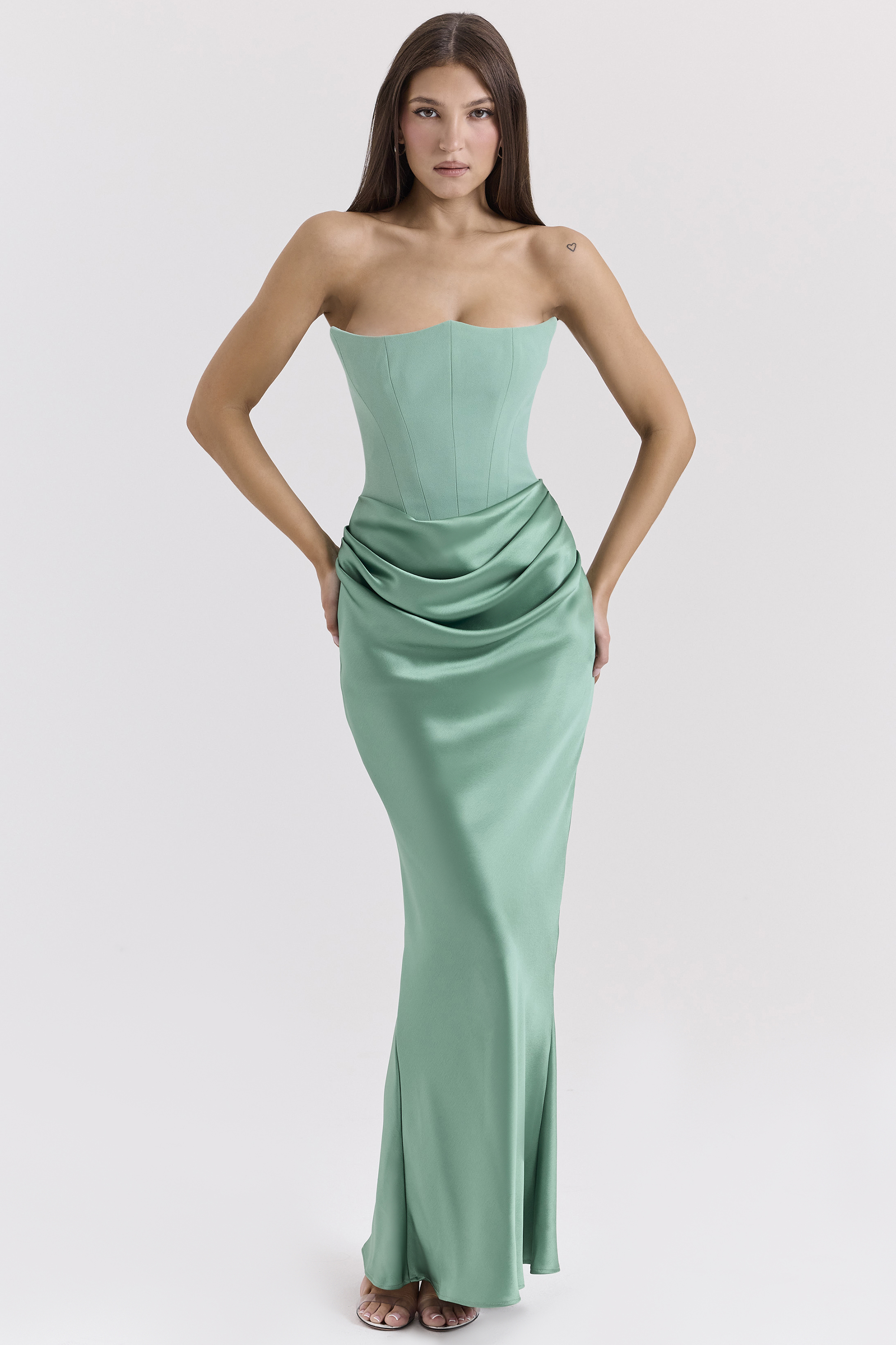 Persephone Jade Strapless Corset Maxi Dress - luluinthesky