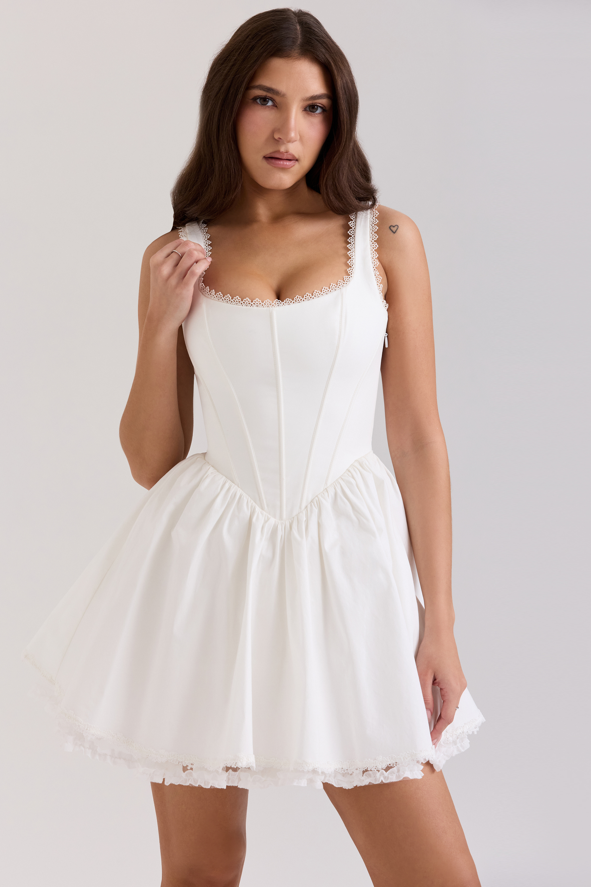 Letitia White Stretch Cotton Mini Dress - luluinthesky