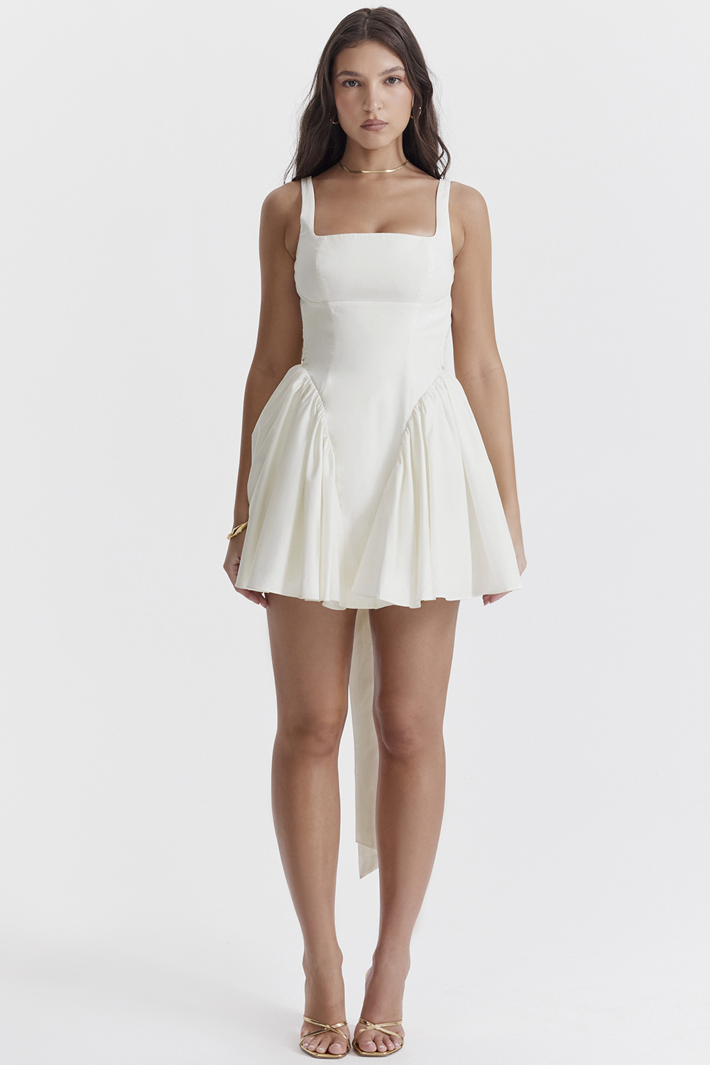 Florianne Ivory Cotton Bow Mini Dress - luluinthesky