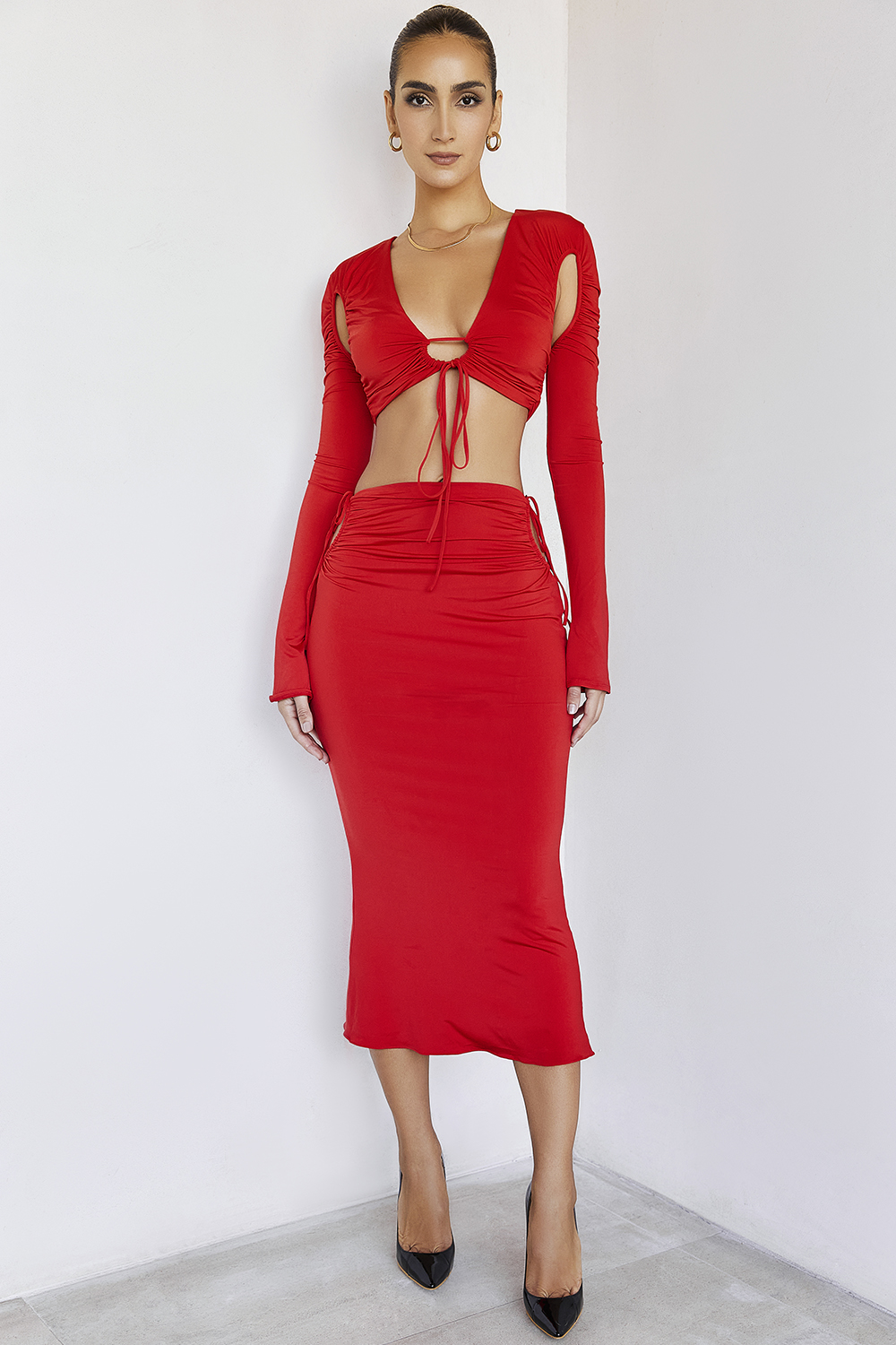 RegentMistress Rocks  Red Jersey Midi Skirt - SALE - luluinthesky