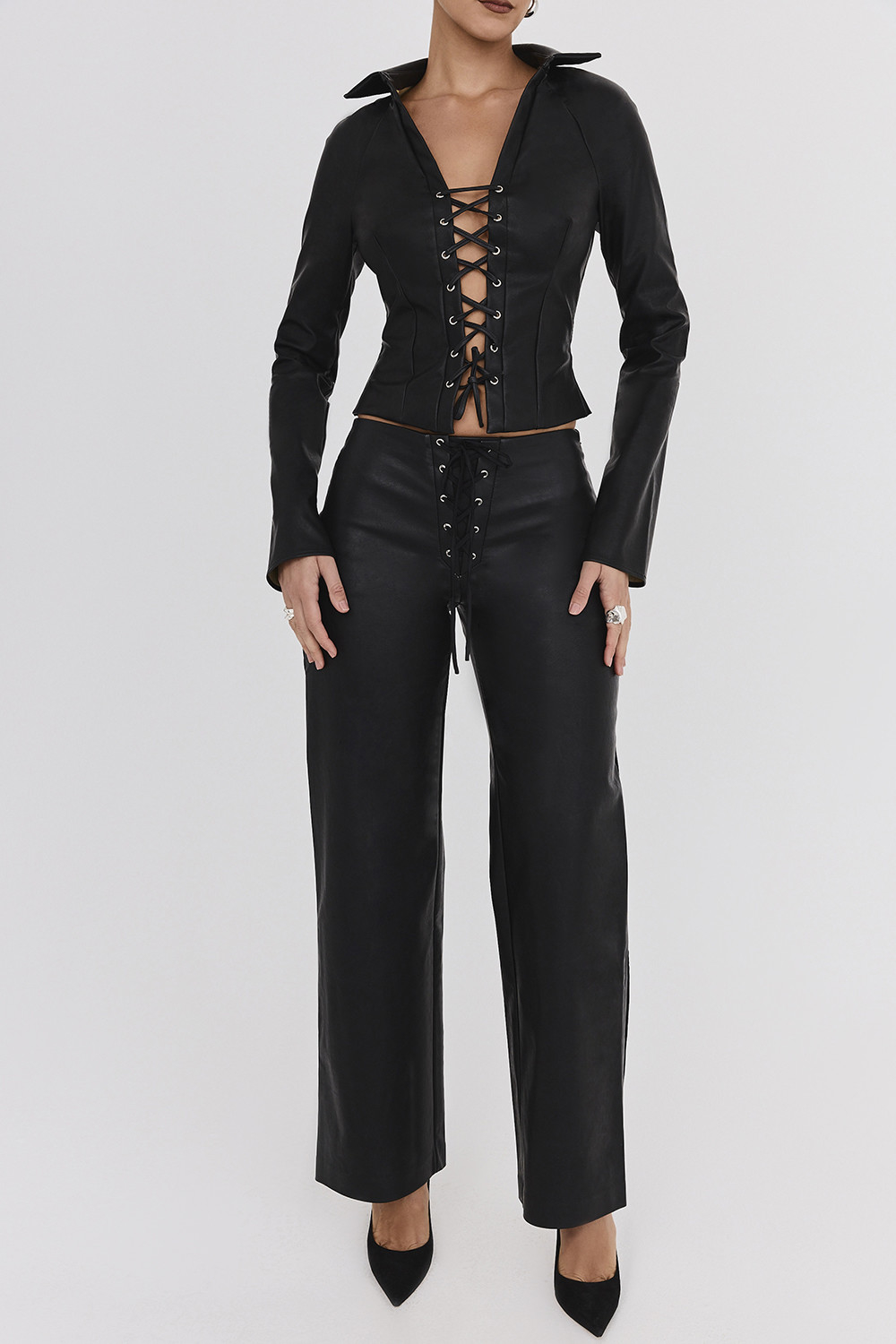 Mistress Rocks Black Baggy Vegan Leather Trousers - SALE - luluinthesky