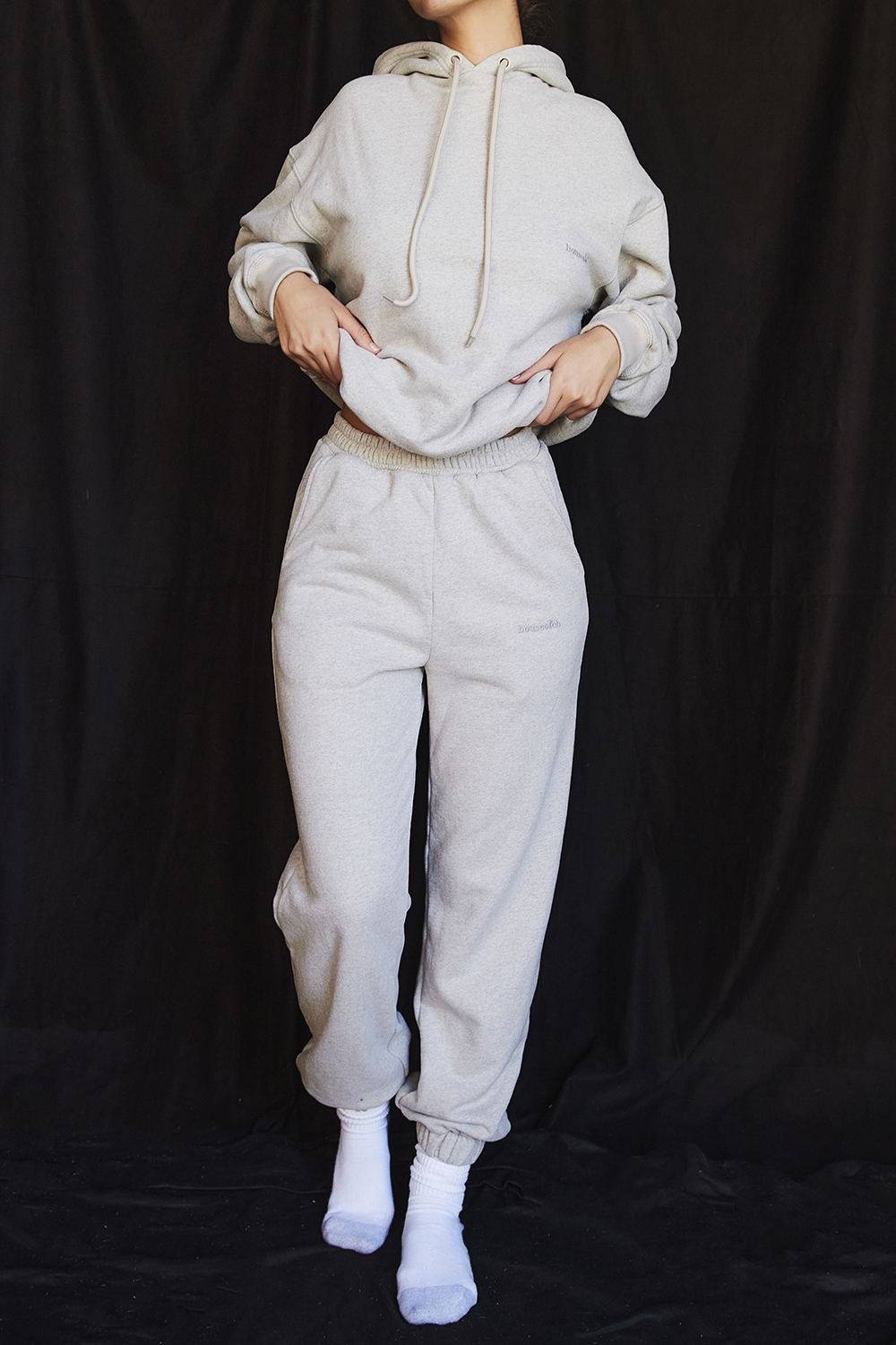 Sky Light Grey Fleece Back Jogging Trousers - luluinthesky