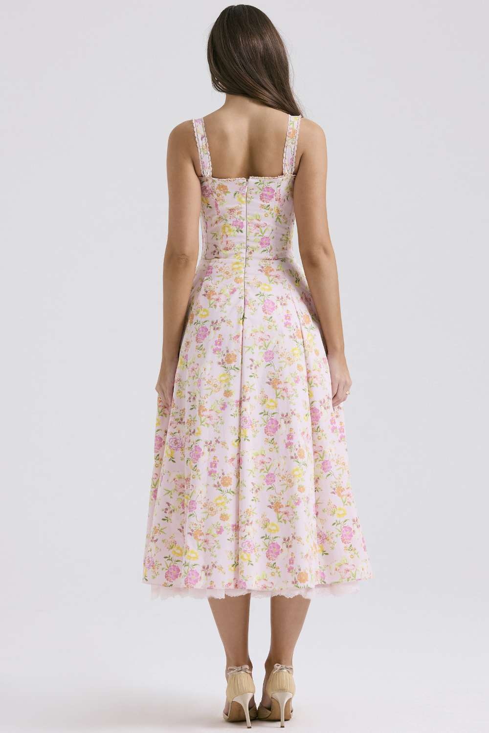 Rosalee Pink Meadow Print Cotton Bustier Sundress - luluinthesky