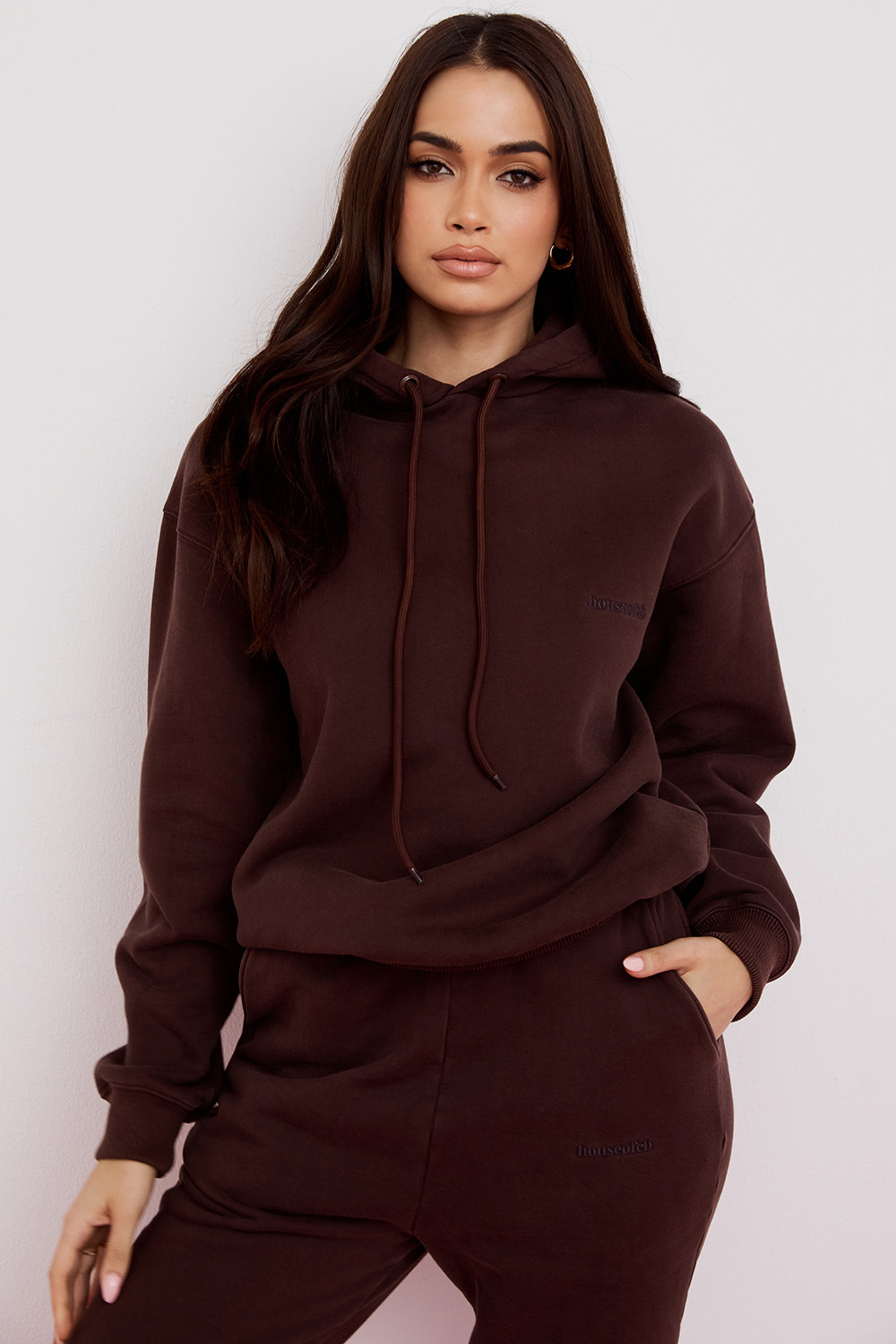 Halo Chocolate Cotton Fleece-Back Oversized Hoodie - luluinthesky