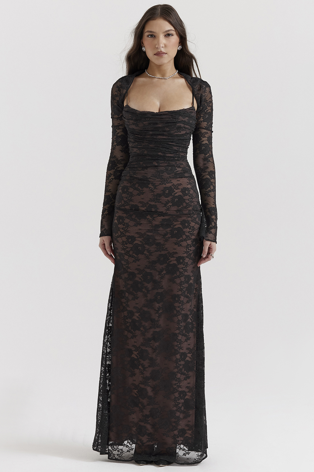 Artemis Black Lace Maxi Dress - luluinthesky
