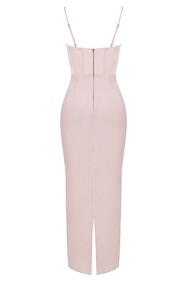 Charmaine Blush Pink Corset Maxi Dress - luluinthesky