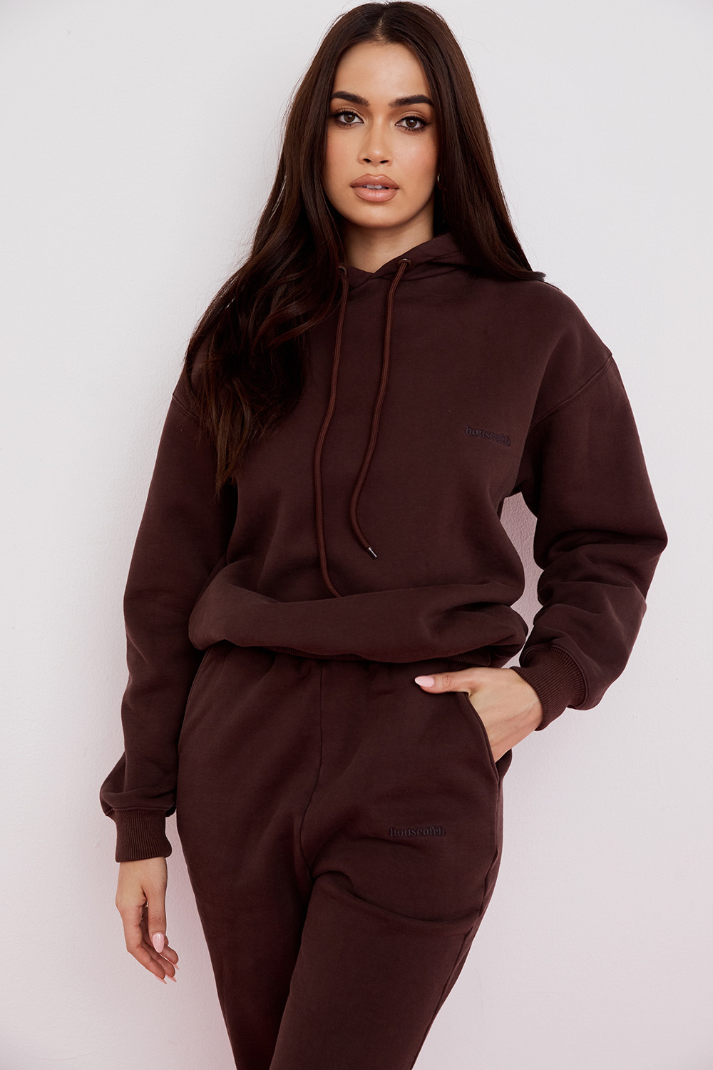 Halo Chocolate Cotton Fleece-Back Oversized Hoodie - luluinthesky