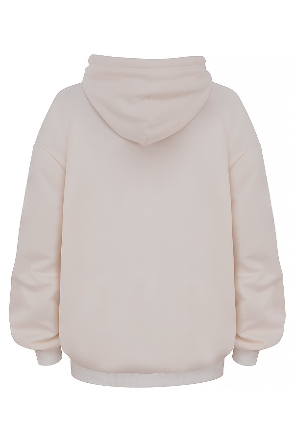 Halo Off White Cotton Fleece-Back Oversized Hoodie - luluinthesky