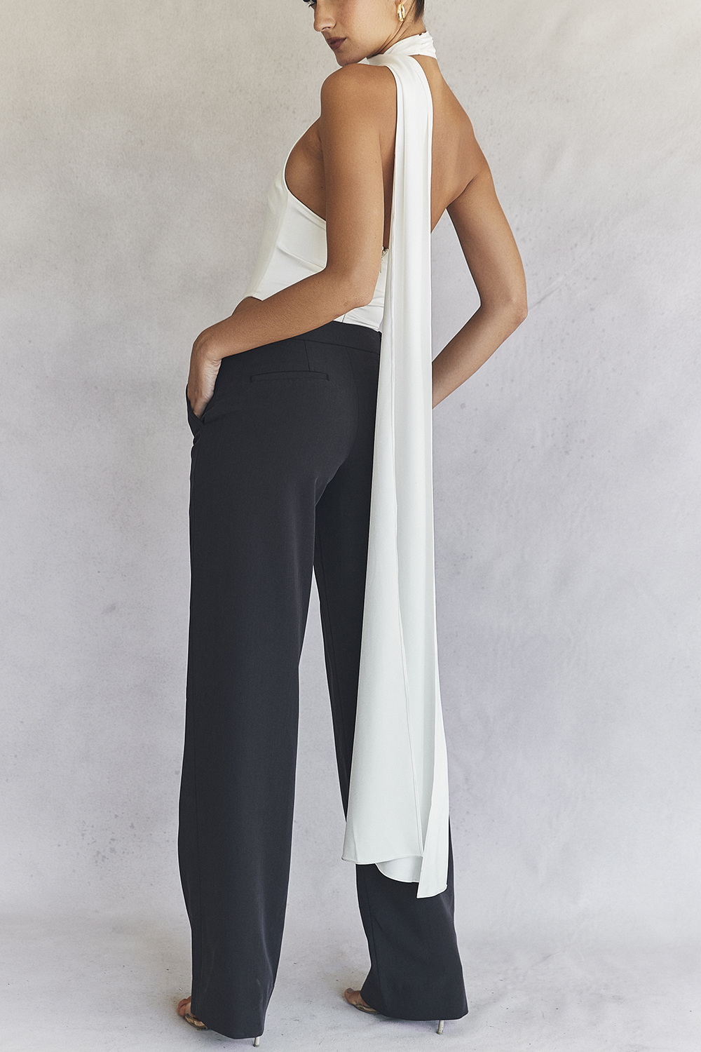 Farrah Ivory Satin Wrap Neck Bodysuit - luluinthesky