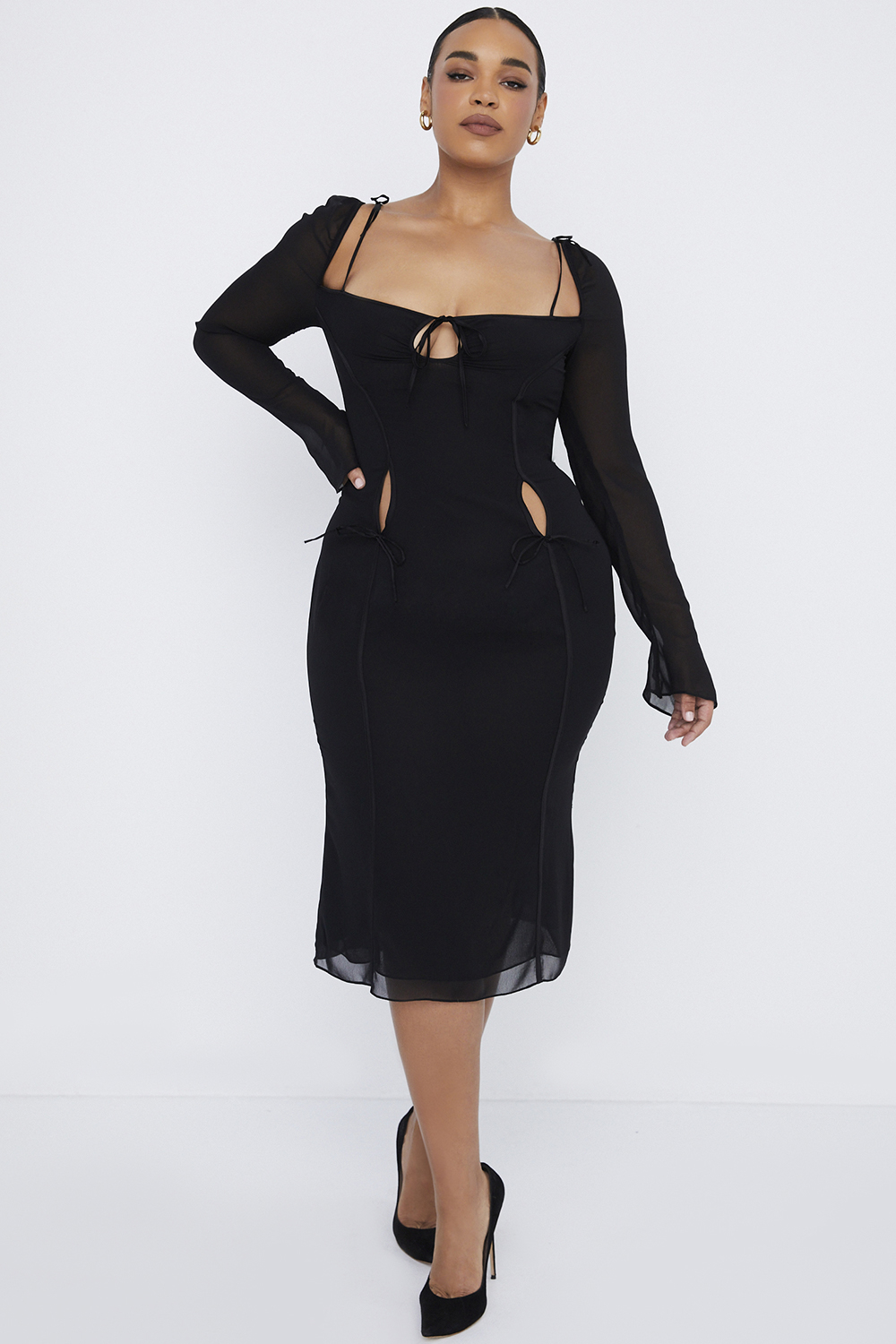 Ophelia Black Cutout Midi Dress - luluinthesky
