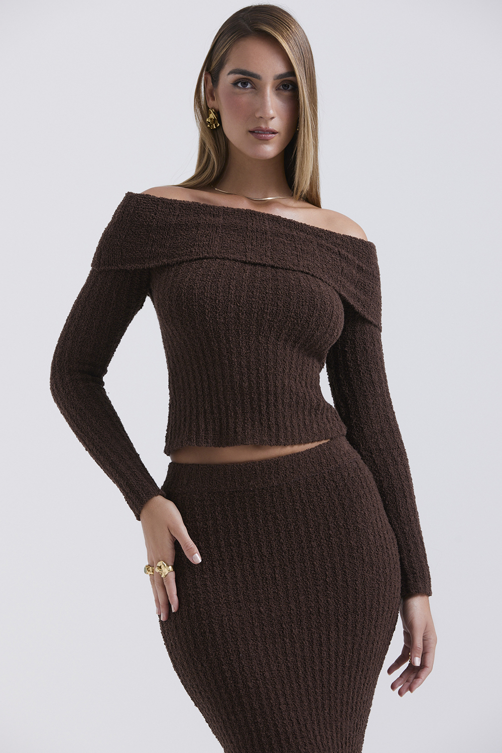 Saffron Chocolate Soft Boucle Knit Top - SALE - luluinthesky