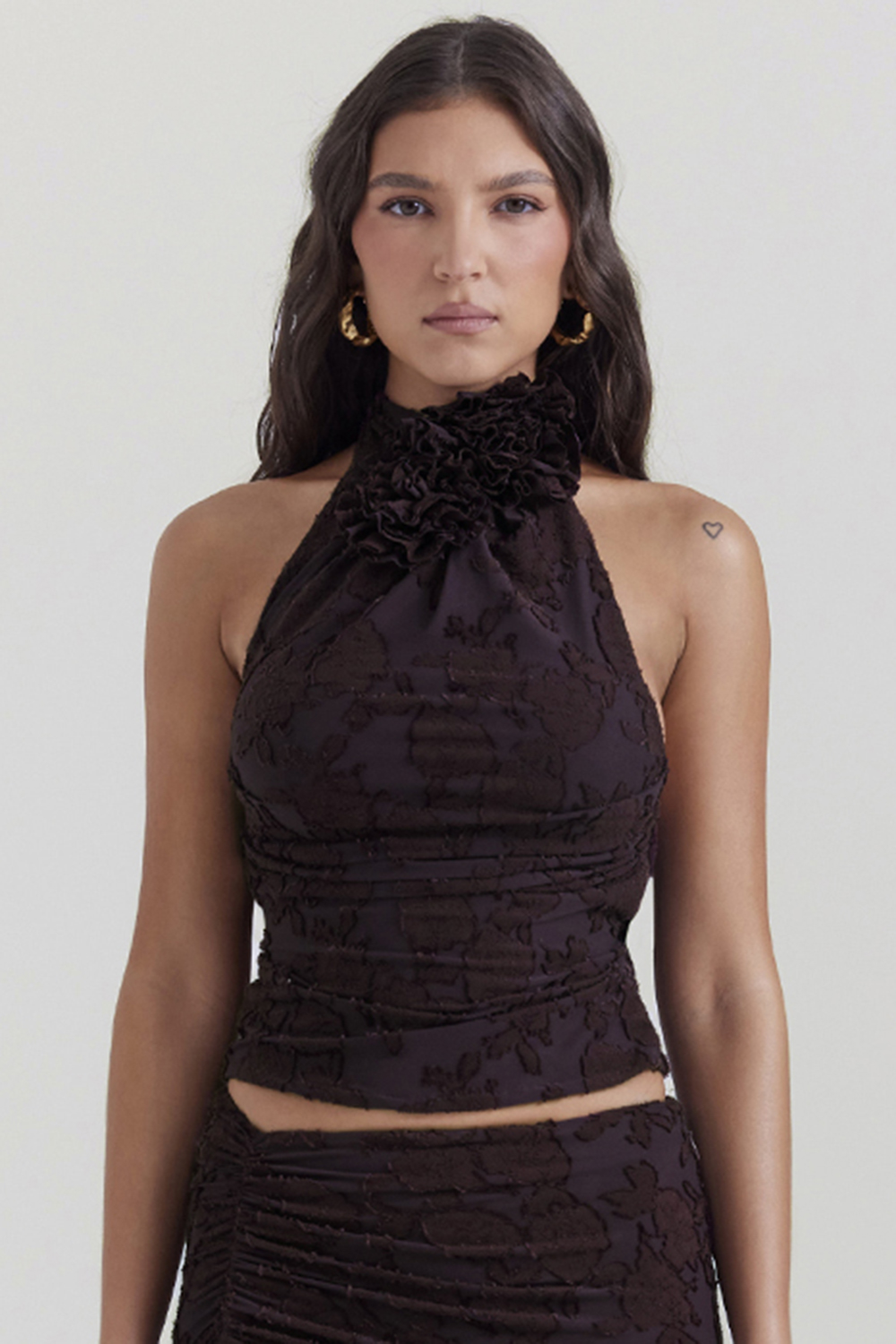 Kyra Cocoa Halter Top - luluinthesky