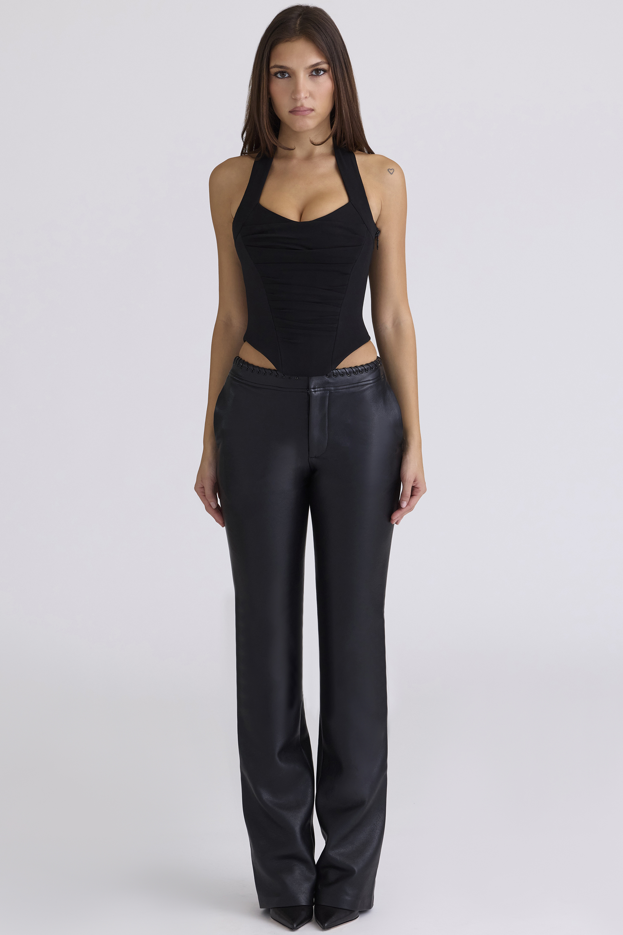 Sahar Black Sculpting Halter Neck Corset Top - luluinthesky