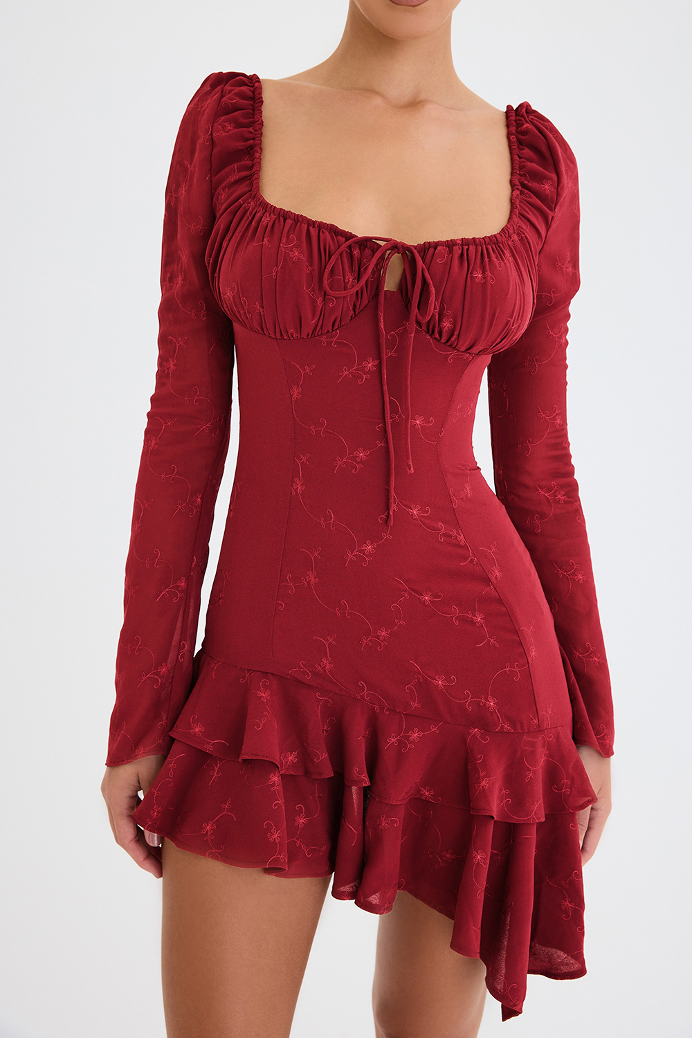 Mistress Rocks Merlot Embroidered Mini Dress - SALE - luluinthesky