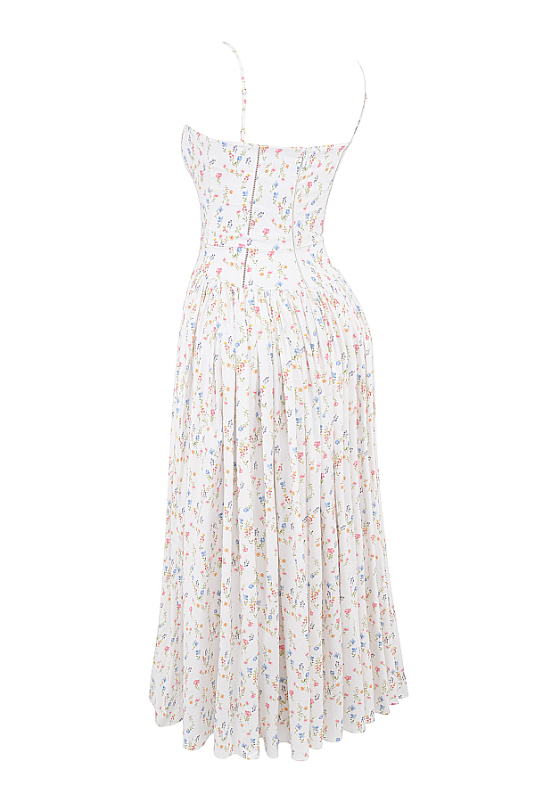 Ysabella White Posy Print Cotton Maxi Sundress - luluinthesky