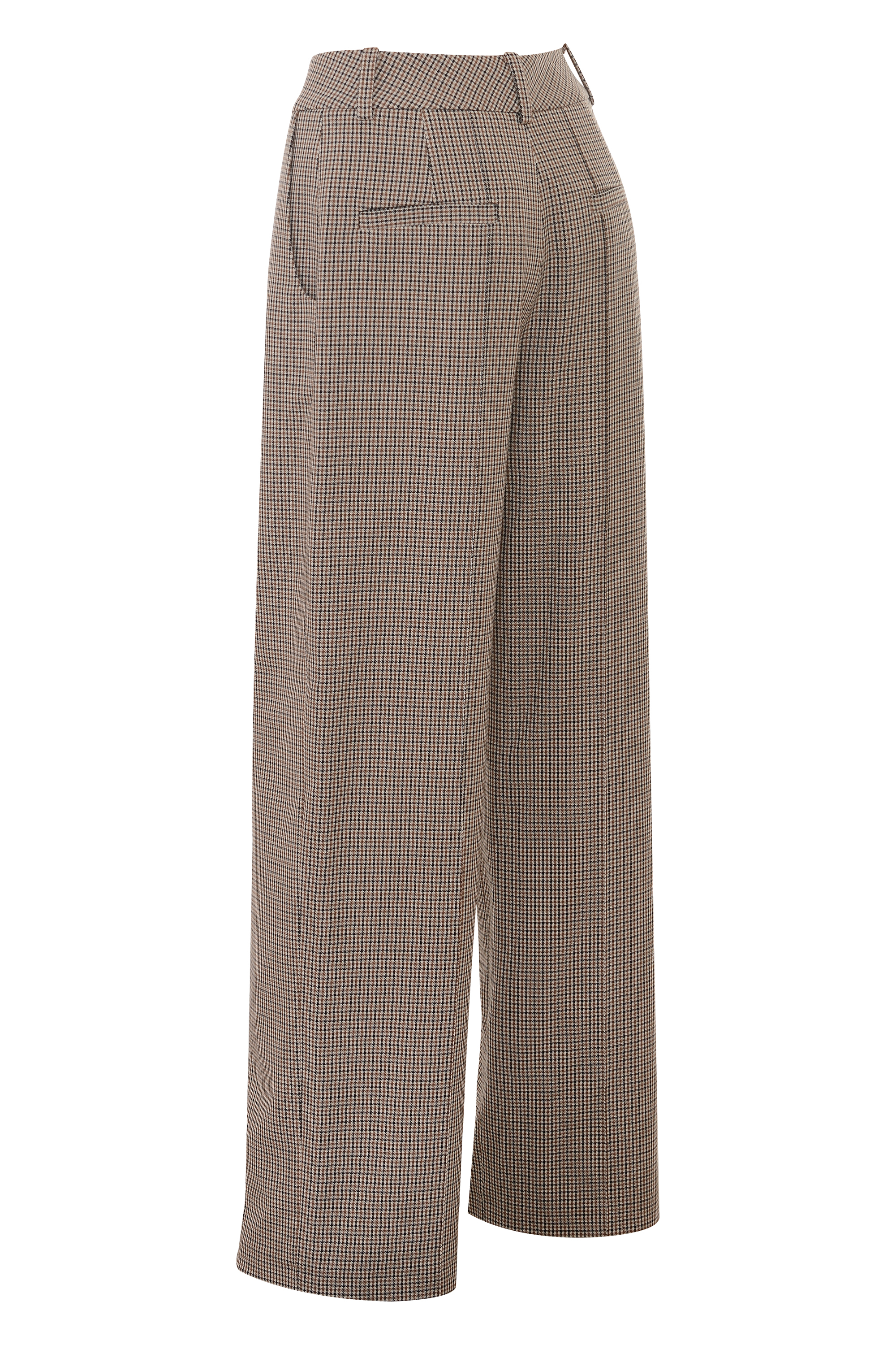 Hayden Brown Puppytooth Wide Leg High Waist Tailored Trousers - luluinthesky