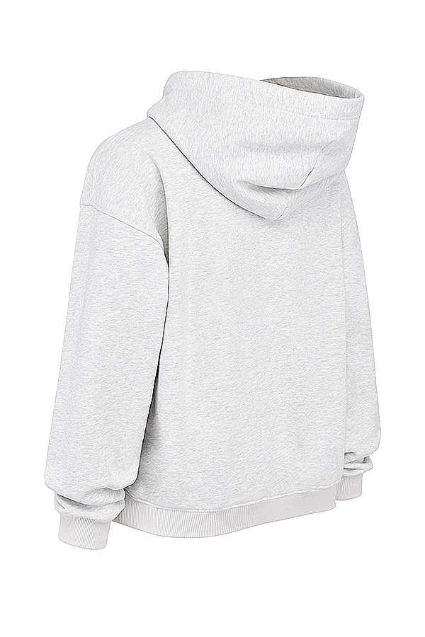 Mirage Light Grey Marl Cotton Fleece-Back Zip Through Hoodie - luluinthesky