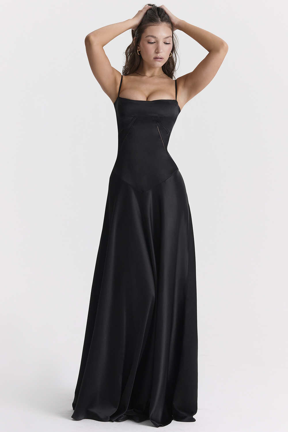 Anabella Black Lace Up Maxi Dress - luluinthesky