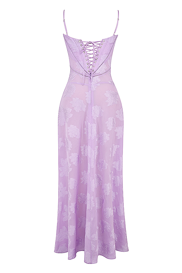 Seren Orchid Floral Lace Back Maxi Dress - luluinthesky