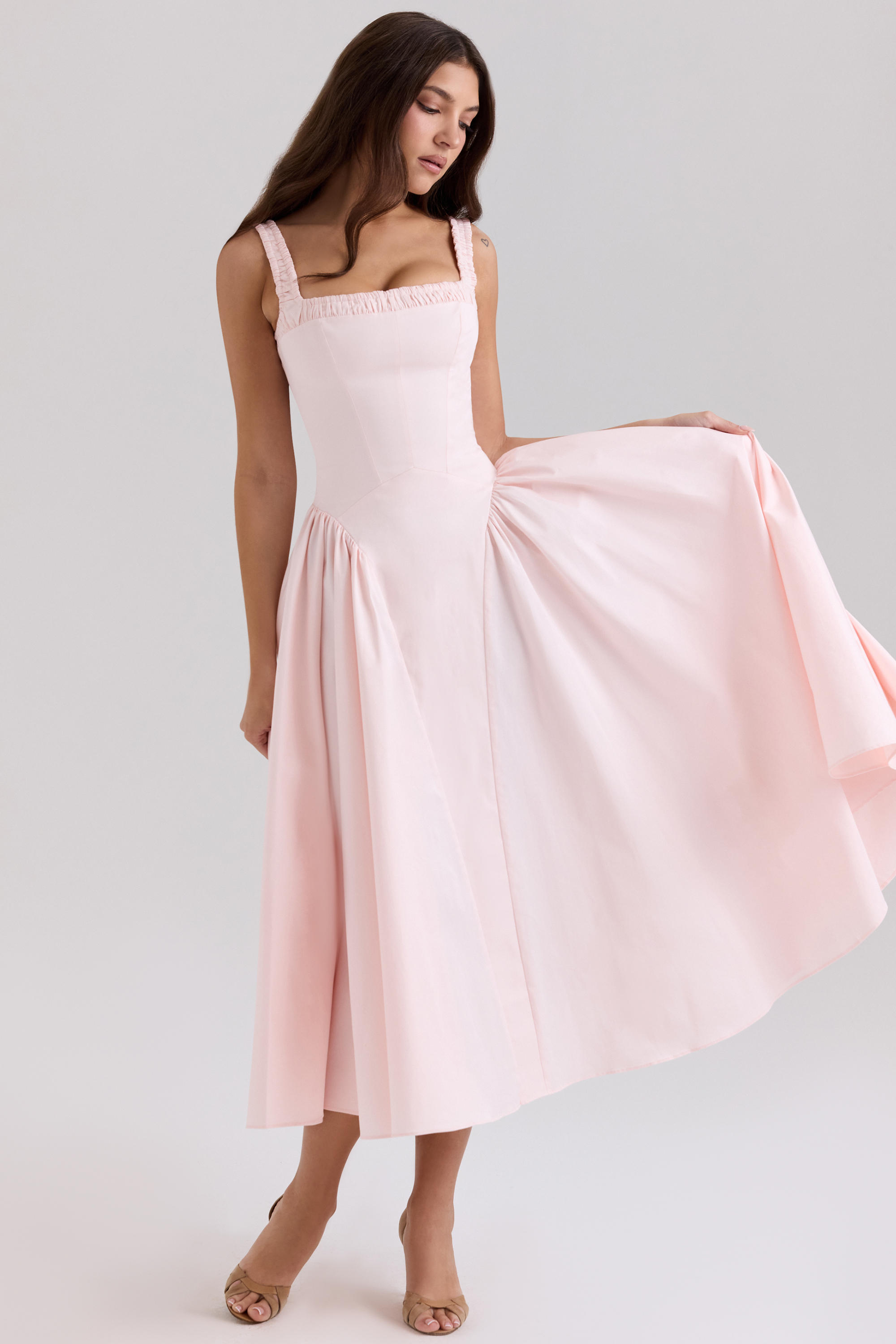 Dorothy Rose Pink Stretch Cotton Midi Sundress - luluinthesky