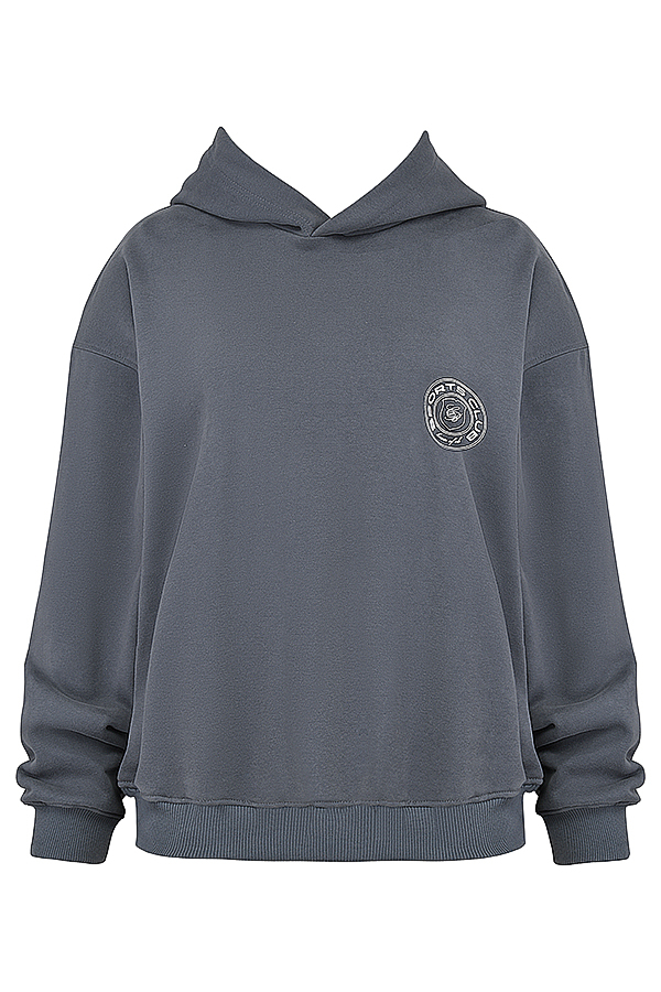 Muse Slate Cotton Fleece-Back Hoodie - luluinthesky