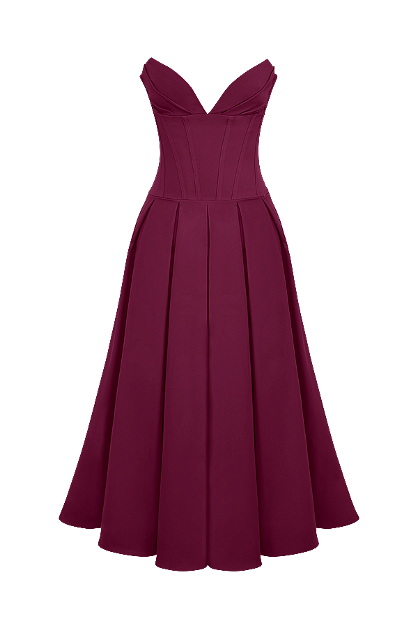 Lady Wine Strapless Midi Dress - luluinthesky