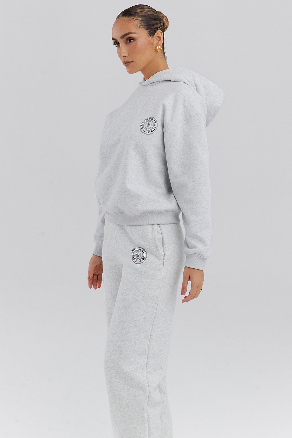 Muse Light Grey Marl Cotton Fleece-Back Hoodie - luluinthesky