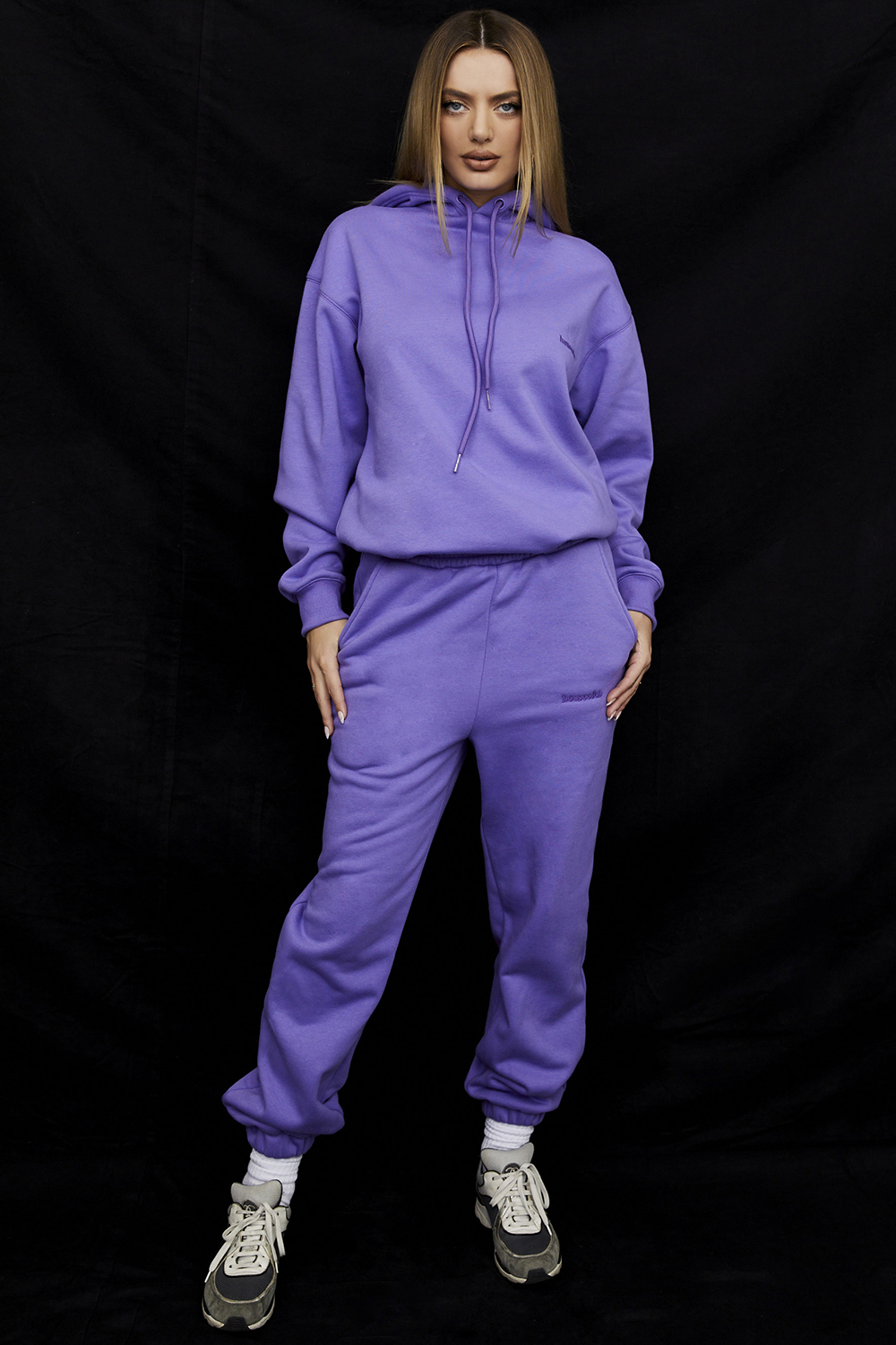 Sky Purple Fleece Back Jogging Trousers - luluinthesky