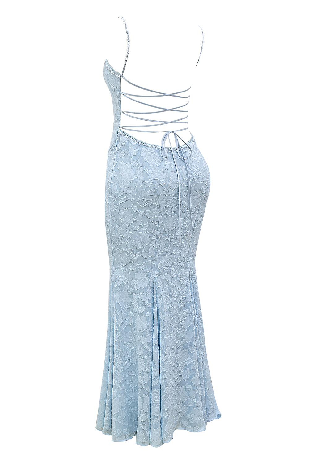 Joan Bluebell Lace Up Back Maxi Dress - luluinthesky