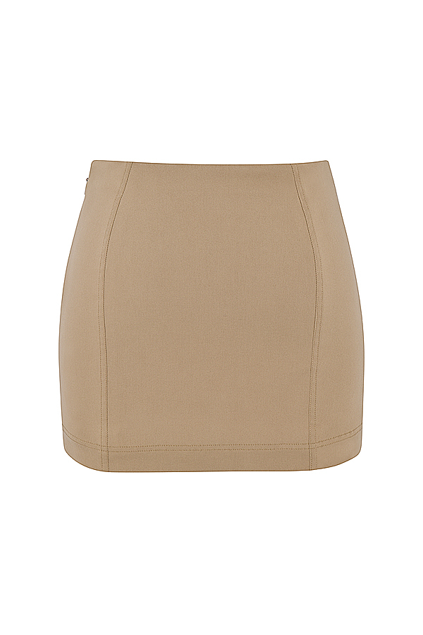 Nisha Beige Sculpting Mini Skirt - luluinthesky
