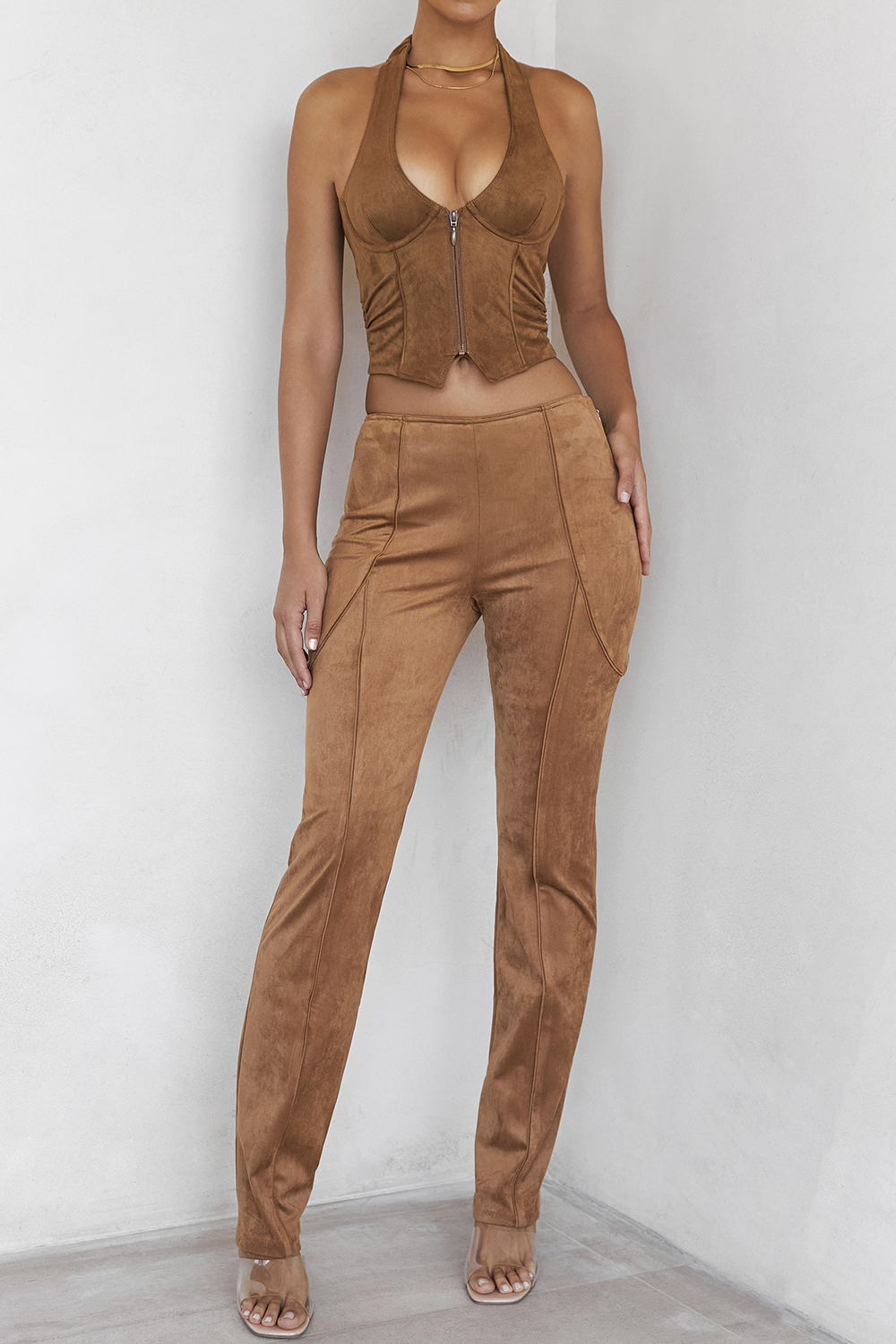 Mistress Rocks Caramel Faux Suede Trousers - SALE - luluinthesky