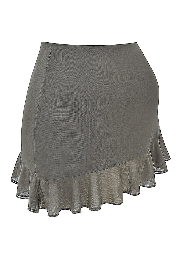 Mistress Rocks Moss Ruffle Asymmetric Mini Skirt - SALE - luluinthesky