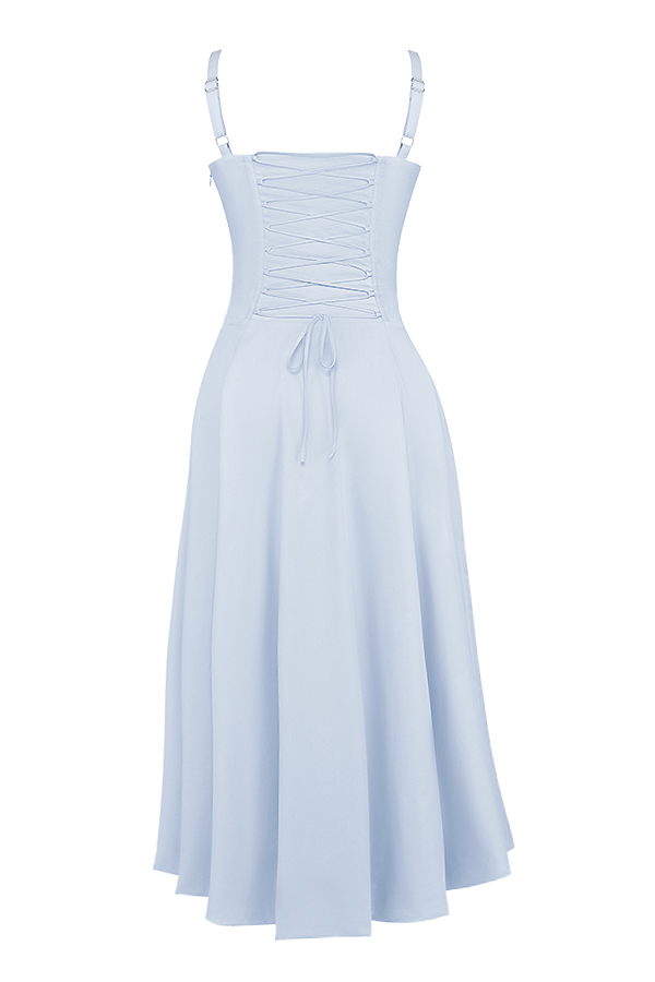 Carmen Soft Blue Cotton Bustier Sundress - luluinthesky