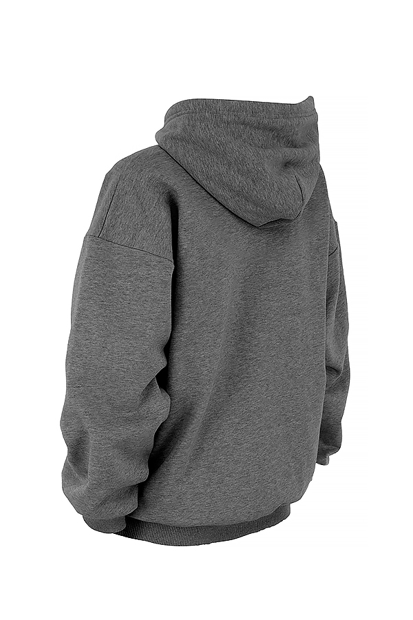 Halo Dark Grey Cotton Fleece-Back Oversized Hoodie - luluinthesky