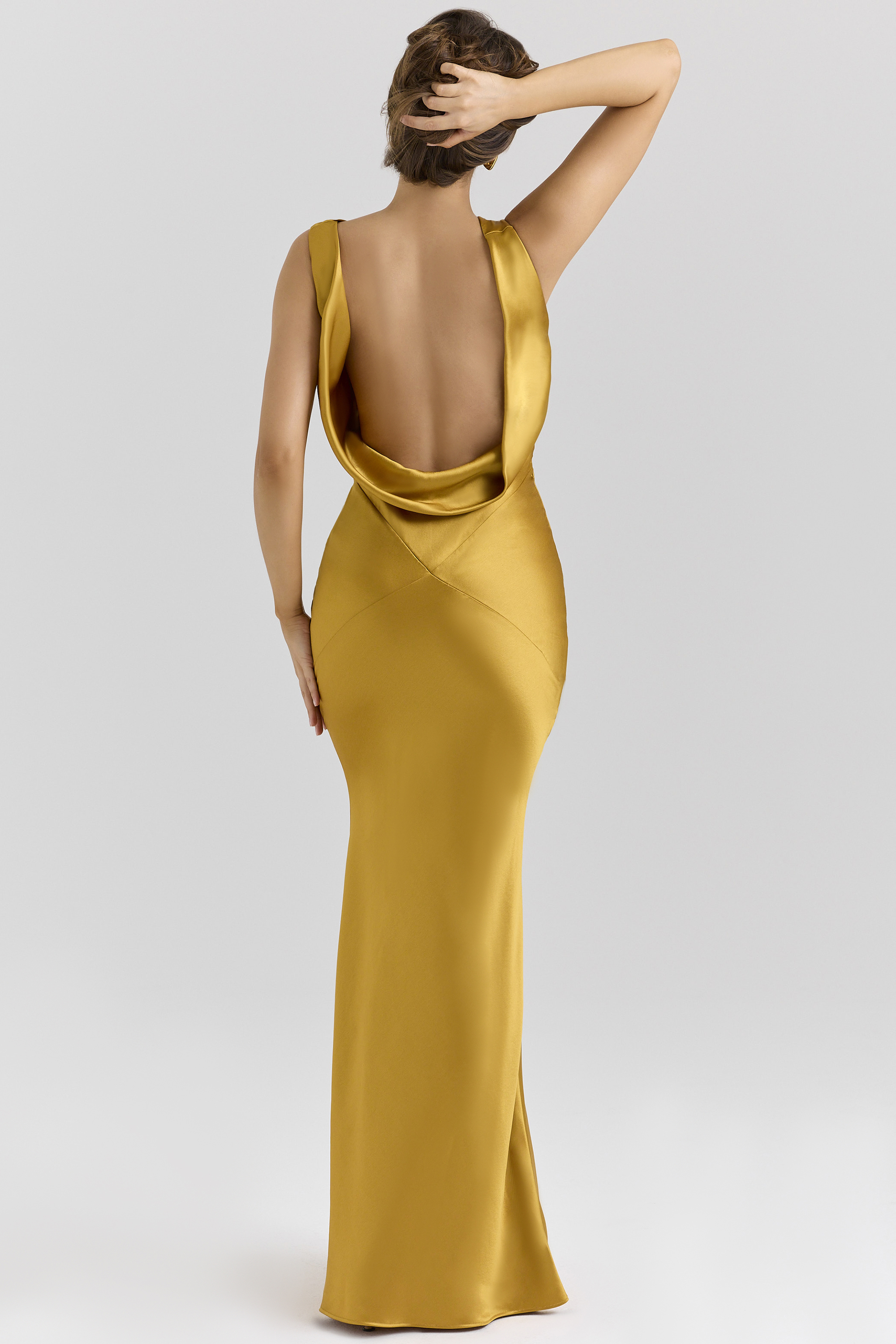 Safaira Amber Satin Draped Cowl Neck Maxi Dress - luluinthesky