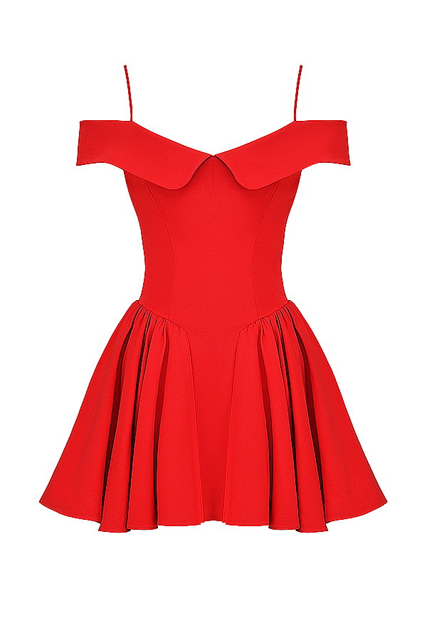 Elida Scarlet Off Shoulder Mini Dress - luluinthesky