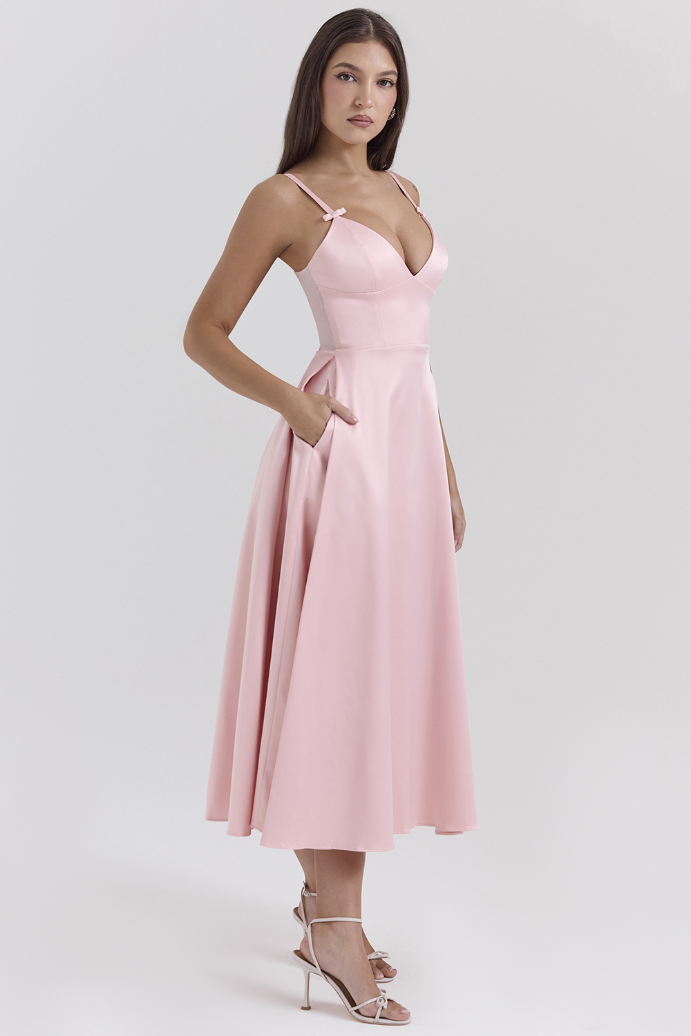 Tiffany Parisian Pink Satin A-Line Midi Dress - luluinthesky