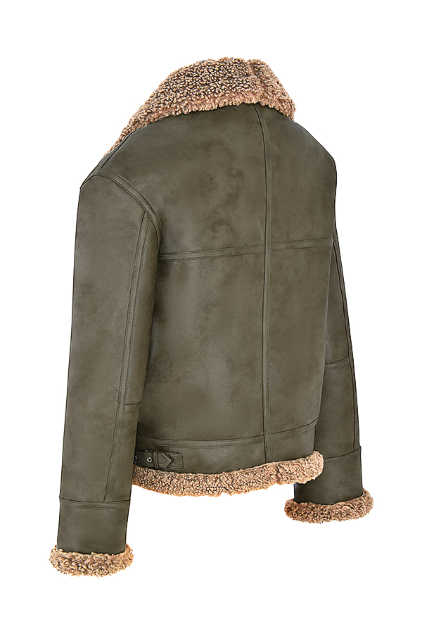 Madden Army Green Vegan Shearling Aviator Jacket - luluinthesky