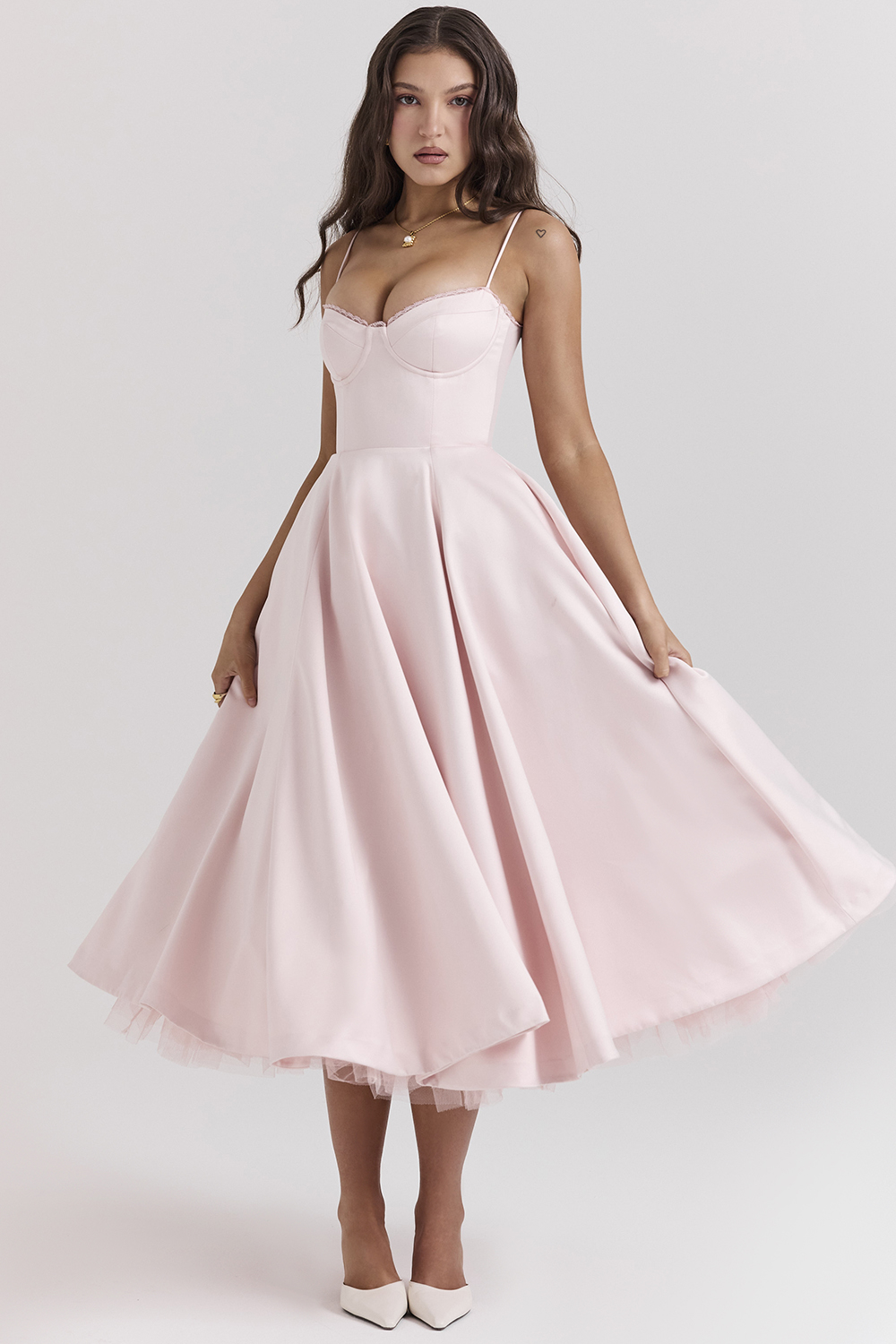 Mademoiselle Ballerina Pink Midi Dress - luluinthesky
