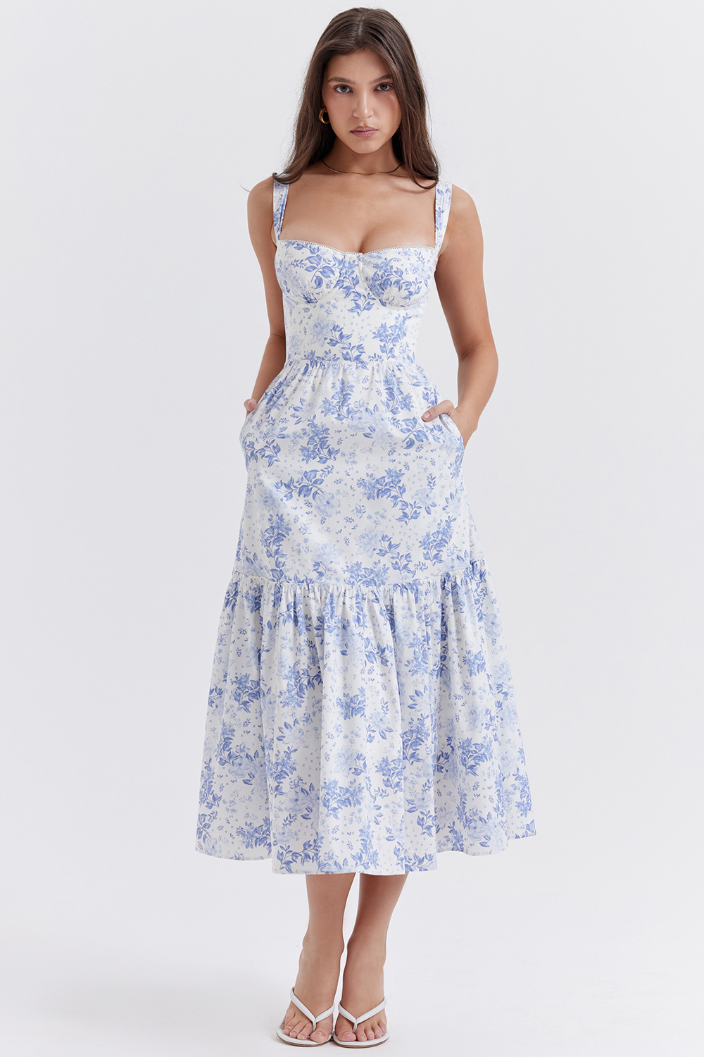 Elia Blue Print Midi Sundress - luluinthesky