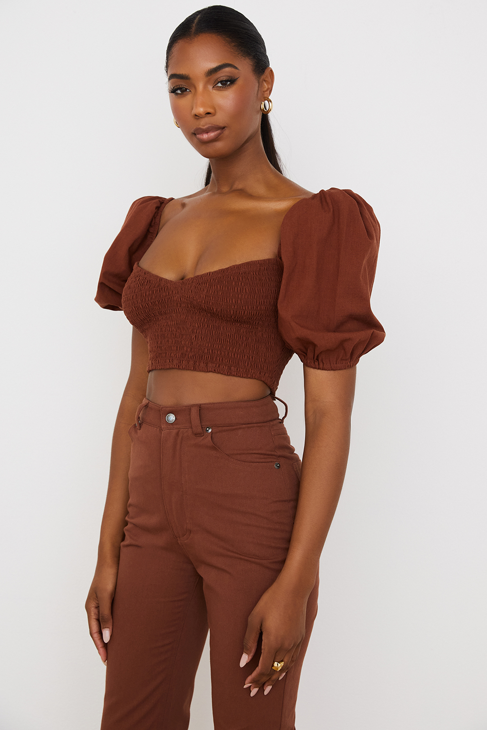 Lavanna Cocoa Puff Sleeve Cropped Top - luluinthesky