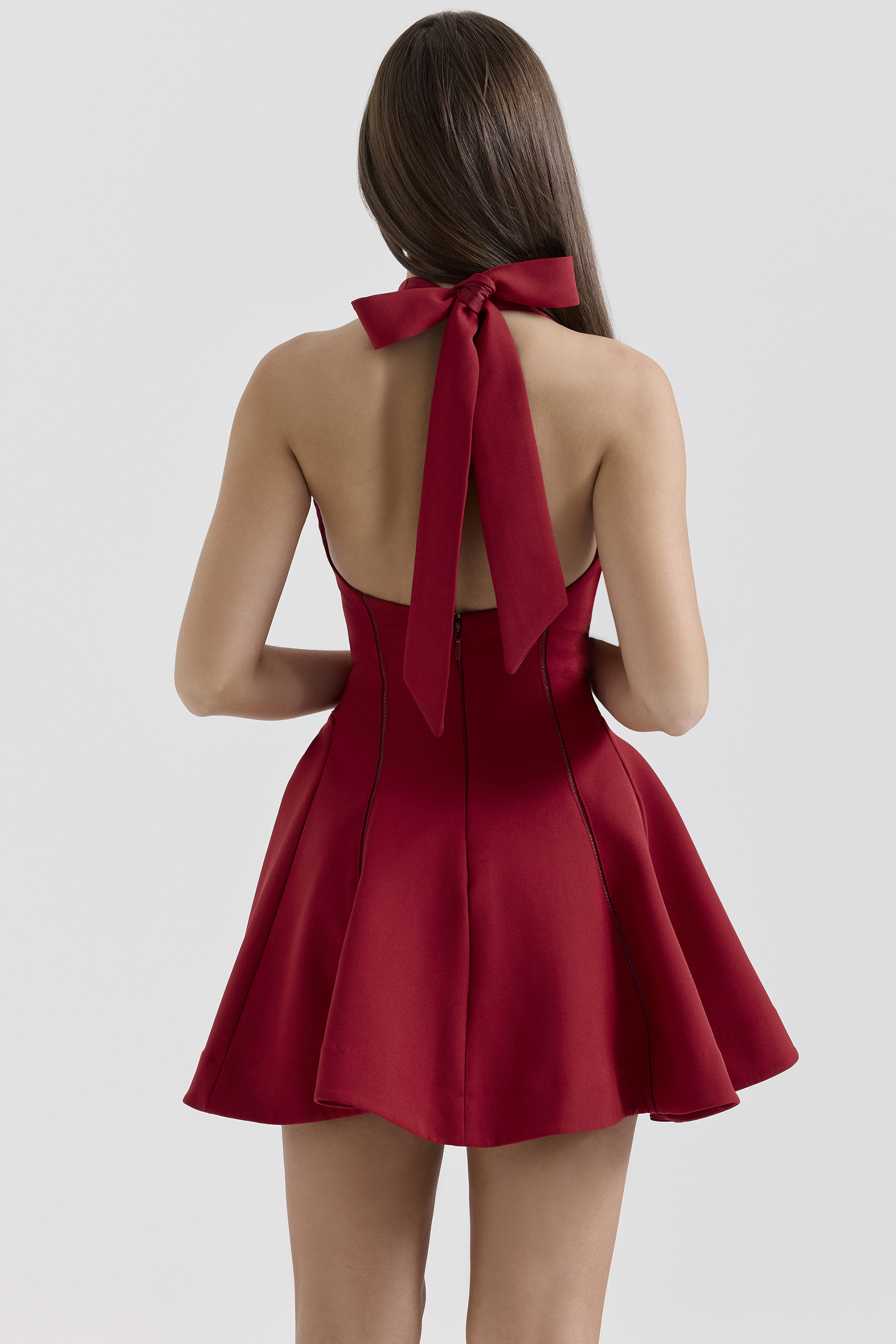 Loulette Red Halter Neck Bow Mini Dress - luluinthesky