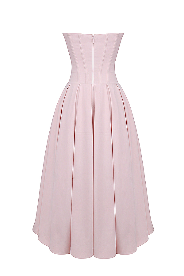 Lady Ballerina Pink Strapless Midi Dress - luluinthesky