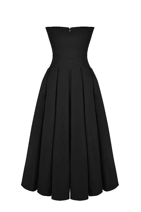 Lady Black Strapless Midi Dress - luluinthesky