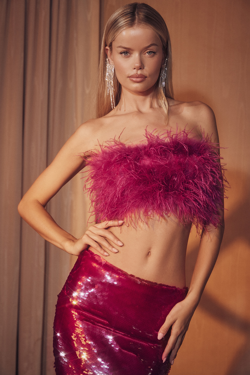 Fenella Hot Pink Trimmed Bandeau - luluinthesky