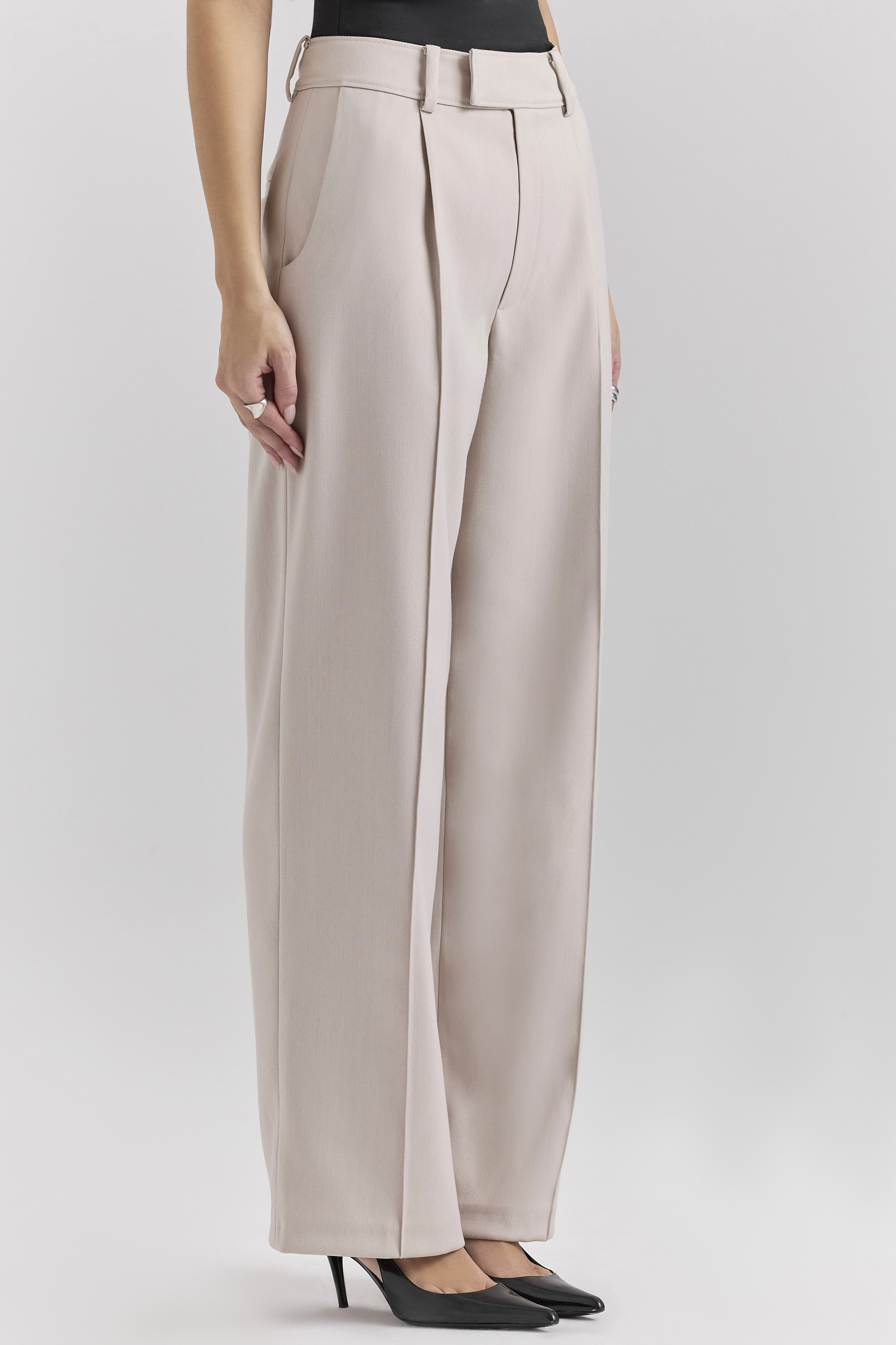 Hayden Beige High Waist Tailored Trousers - luluinthesky