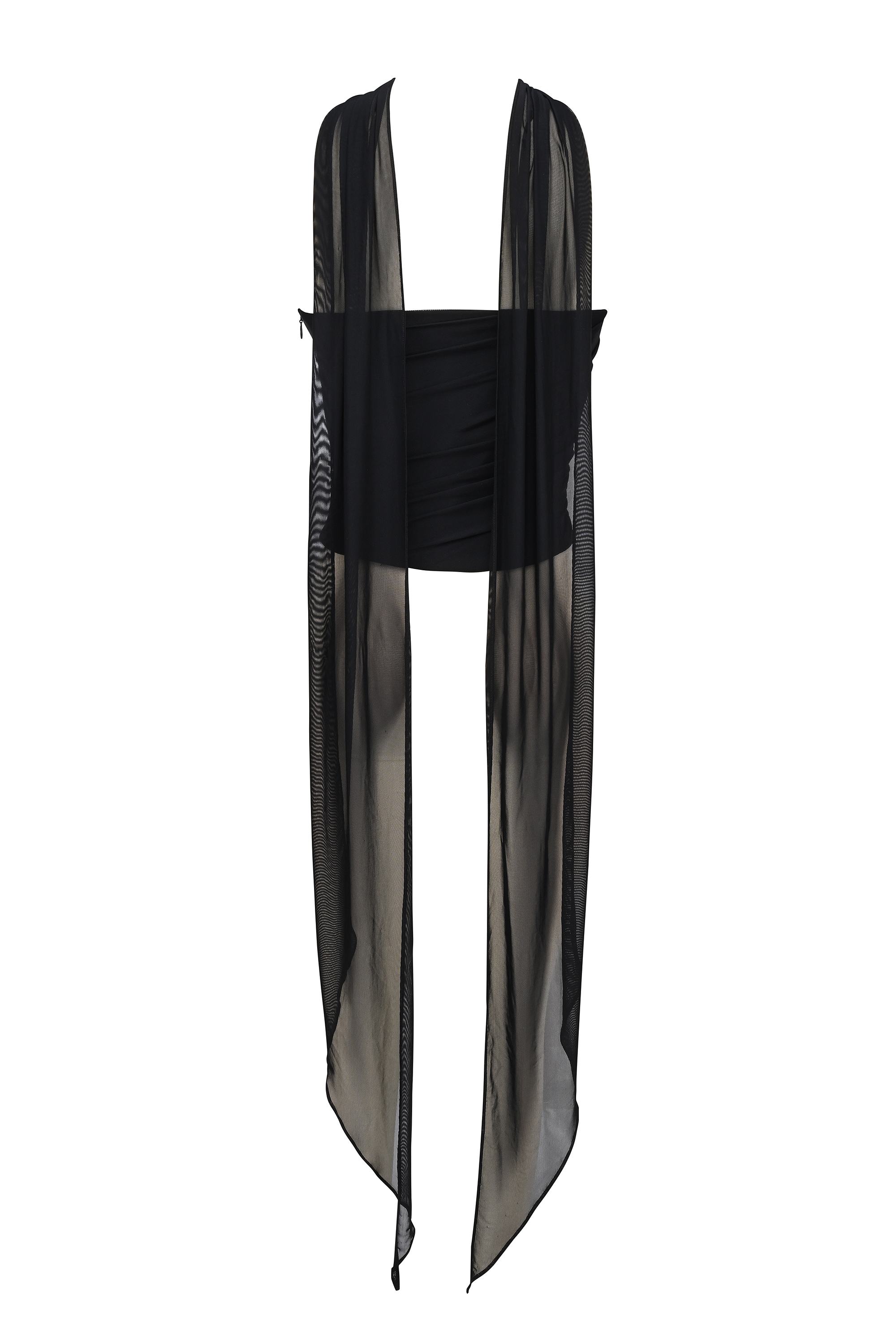 Hallie Black Strapless Corset with Neck Scarf - luluinthesky