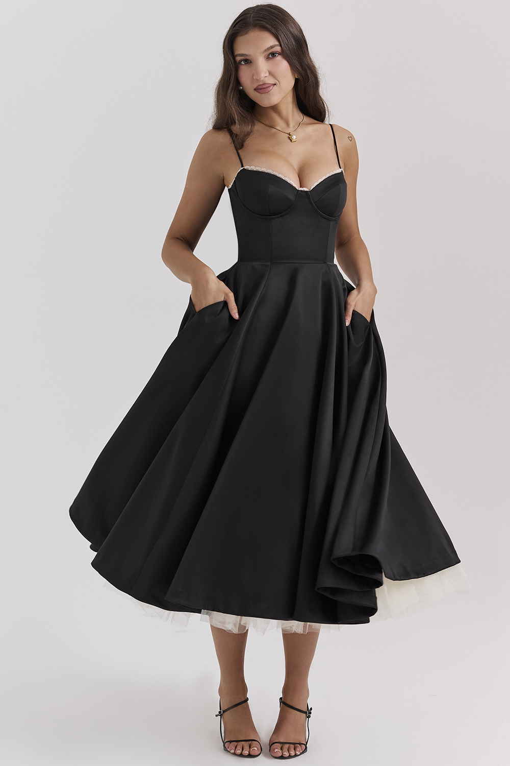 Mademoiselle Black Tulle Midi Dress - luluinthesky