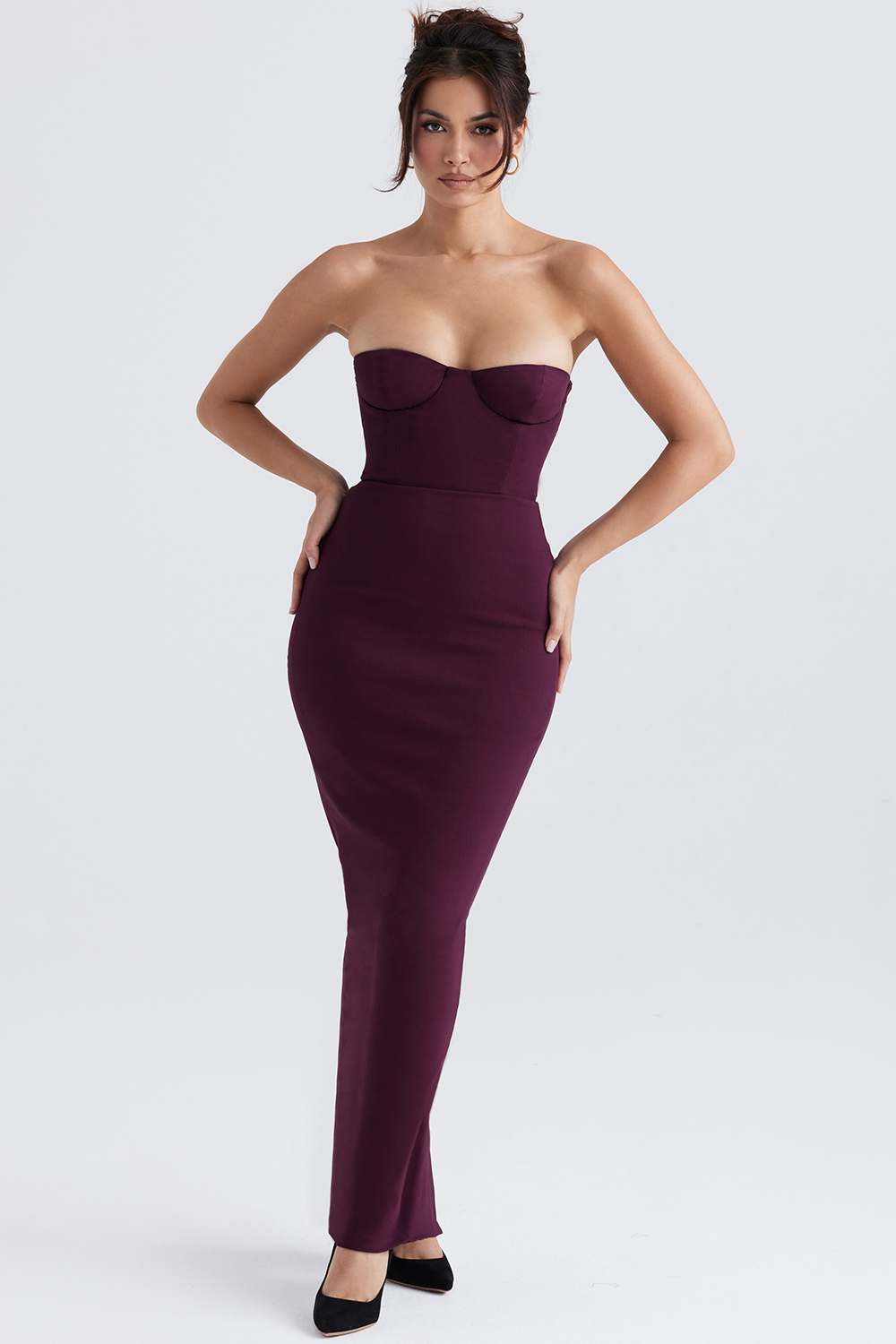 Lucia Grape Strapless Corset Maxi Dress - luluinthesky