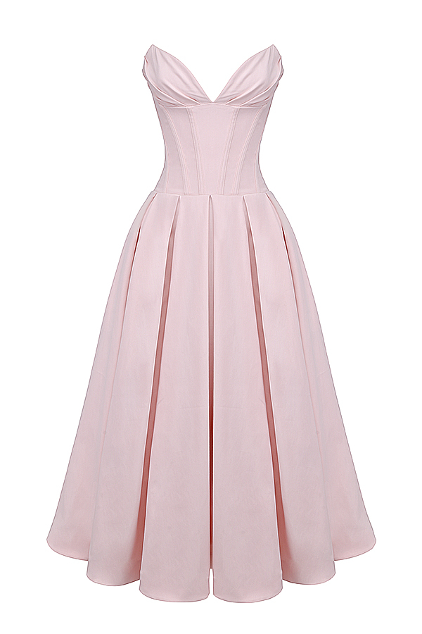 Lady Ballerina Pink Strapless Midi Dress - luluinthesky